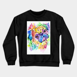 Pugsly - A watercolour pug portrait Crewneck Sweatshirt